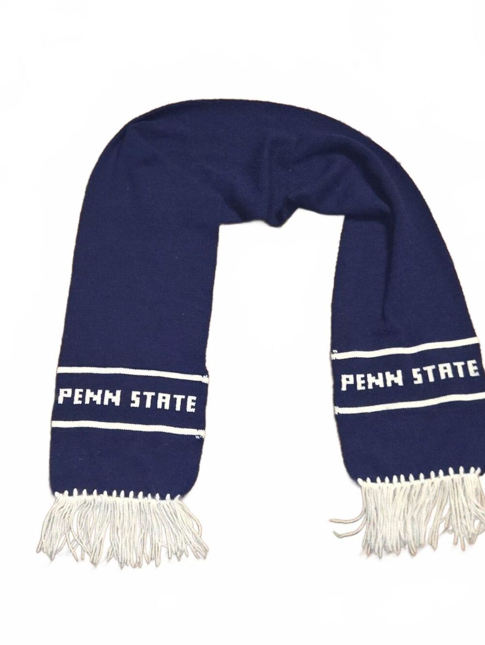 Vintage Penn State Nittany Lions Scarf Adult Size Navy Blue White 90's